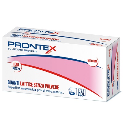PRONTEX GUANTO IN LATTICE SENZA POLVERE MEDIO 100 PEZZI - Luckyfarma.it