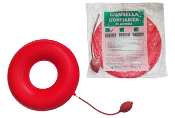 CIAMBELLA GONFIABILE PER INVALIDI IN GOMMA ROSSA TEAM DELUXE CON POMPA 40CM DIAMETRO - Luckyfarma.it