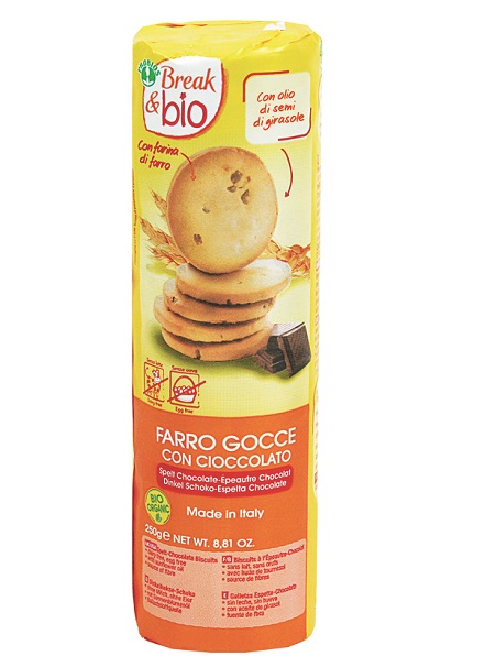 BREAK & BIO BISCOTTI FARRO GOCCE CON CIOCCOLATO FONDENTE 250 G SENZA UOVA - Luckyfarma.it