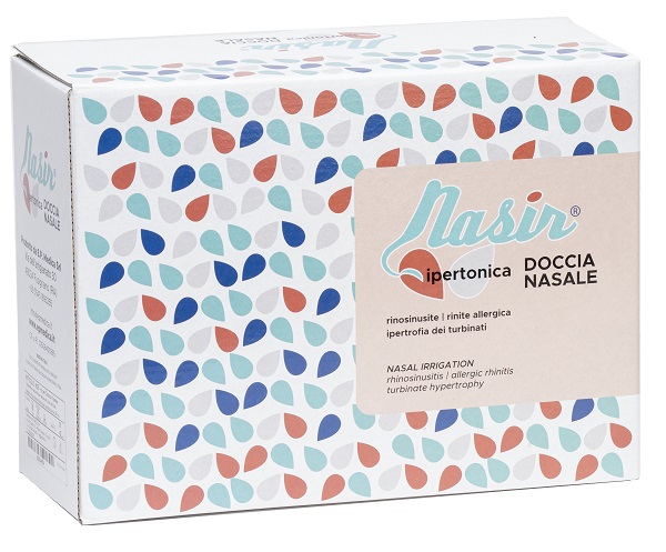 NASIR DOCCIA NASALE CON SOLUZIONE FISIOLOGICA IPERTONICA 8 SACCHE 250 ML + 1 BLISTER - Luckyfarma.it