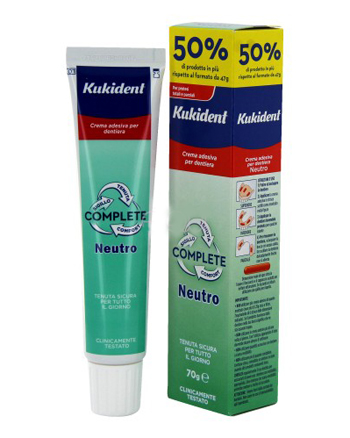 KUKIDENT NEUTRO COMPLETE CREMA ADESIVA PER PROTESI DENTARIE 70 G - Luckyfarma.it
