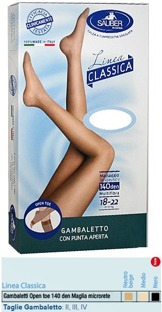 SAUBER GAMBALETTO OPEN TOE MAGLIA MICRORETE 140 DEN COLORE MEDIO TAGLIA 4 LINEA CLASSICA - Luckyfarma.it