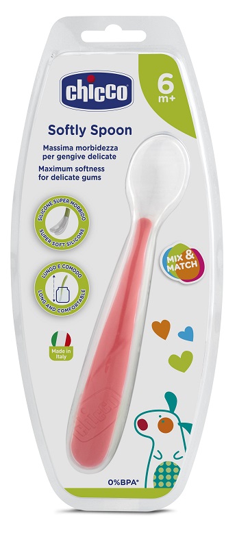 CHICCO CUCCHIAIO MORBIDO SILICONE 6M+ ROSSO UP - Luckyfarma.it
