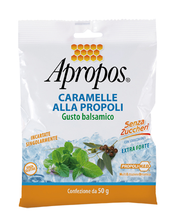 APROPOS CARAMELLE DURE ALLA PROPOLI BALSAMICHE SENZA ZUCCHERO 50 G - Luckyfarma.it