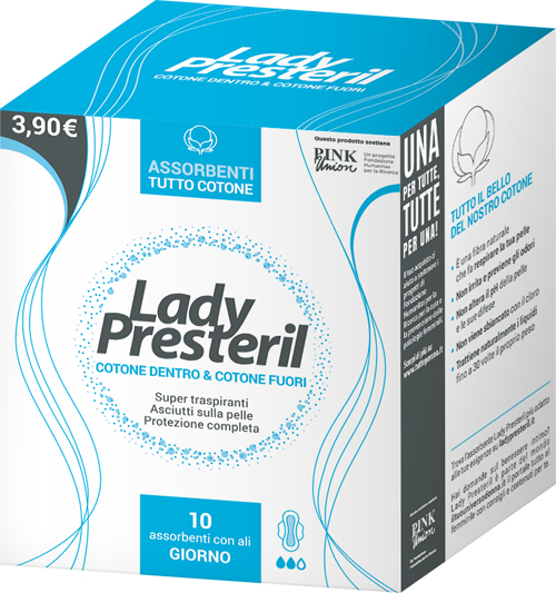 LADY PRESTERIL COTONE DENTRO & COTONE FUORI 10 ASSORBENTI CON ALI GIORNO PROMO - Luckyfarma.it