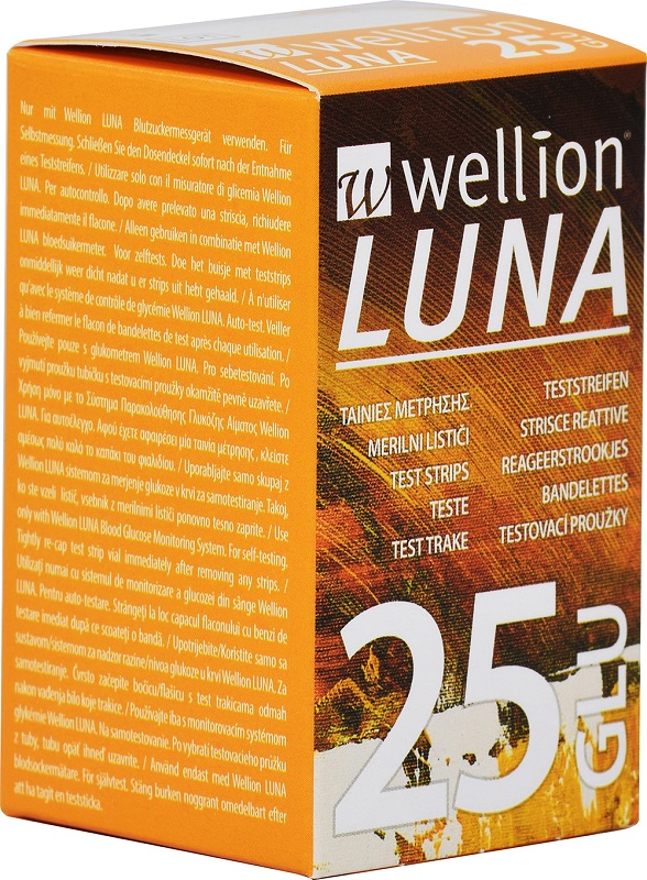 WELLION LUNA 25 STRIPS STRISCE PER MISURAZIONE GLICEMIA - Luckyfarma.it