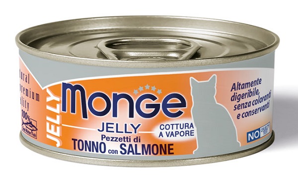 MONGE NATURAL QUALITY GATTO MONGE JELLY PEZZETTI DI TONNO BONITO/SALMONE 80 G - Luckyfarma.it