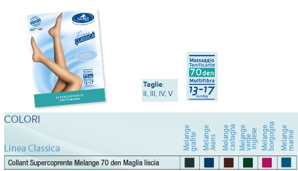SAUBER COLLANT 70 DENARI SUPER COPRENTE MAGLIA LISCIA MELANGE MARINE 3 LINEA CLASSICA - Luckyfarma.it