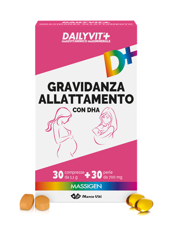 DAILYVIT+ GRAVIDANZA ALLATTAMENTO CON DHA MULTIVITAMINICO E MULTIMINERALE 30 COMPRESSE + 30 PERLE - Luckyfarma.it