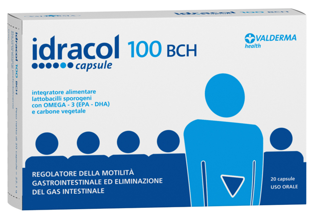 IDRACOL 100 BCH INTEGRATORE ALIMENTARE STIPSI E TRANSITO INTESTINALE ASTUCCIO 20 CAPSULE - Luckyfarma.it