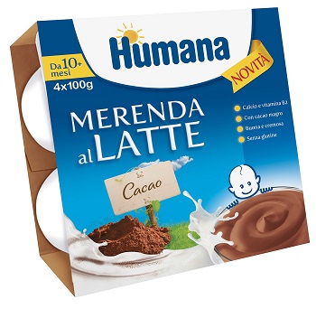 HUMANA MERENDA AL LATTE GUSTO CIOCCOLATO 100 G 4 PEZZI - Luckyfarma.it