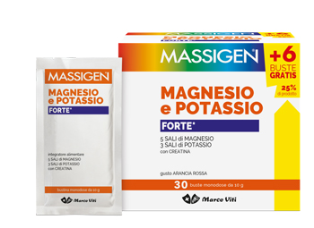 MASSIGEN MAGNESIO POTASSIO FORTE IN BUSTINA CON ASTUCCIO 24+6 BUSTINE  - Luckyfarma.it