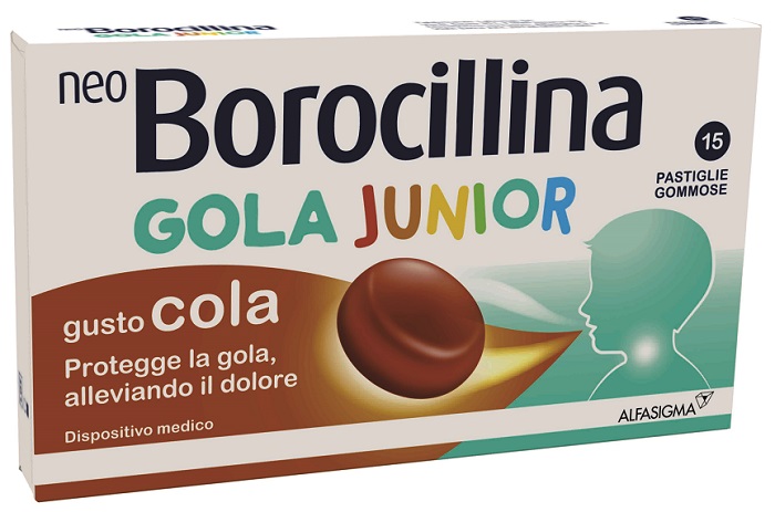 NEOBOROCILLINA GOLA JUNIOR 15 PASTIGLIE COLA - Luckyfarma.it