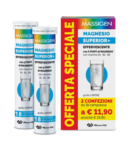 MASSIGEN MAGNESIO SUPERIOR 18+18 COMPRESSE EFFERVESCENTI - Luckyfarma.it