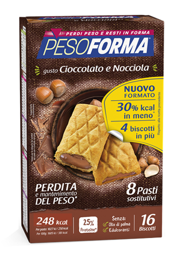 PESOFORMA BISCOTTO CIOCCOLATO NOCCIOLA 16 PEZZI 33 G - Luckyfarma.it