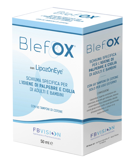 BLEFOX SCHIUMA SPECIFICA PER IGIENE PALPEBRE E CIGLIA 50 ML CON EROGATORE + 60 DISCHETTI - Luckyfarma.it
