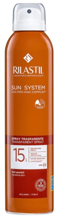 RILASTIL SUN SYSTEM TRANSPARENT SPRAY SPF15 200 ML - Luckyfarma.it