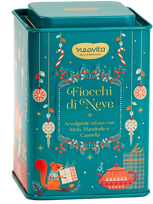 NEAVITA INFUSO FIOCCHI DI NEVE FILTROSCRIGNO IN SQUARE TIN VERDE NATALE 12 FILTRI DA 3,5 G - Luckyfarma.it