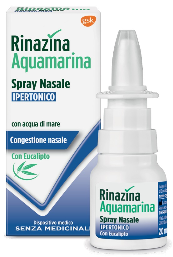 RINAZINA AQUAMARINA SPRAY NASALE IPERTONICO CON EUCALIPTO 20 ML - Luckyfarma.it