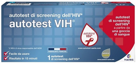 AUTOTEST VIH SCREENING DELL'HIV CONTIENE 1 AUTOTEST + SOLUZIONE + BISTURI + CEROTTO + GARZA + SALVIETTA DISINFETTANTE - Luckyfarma.it