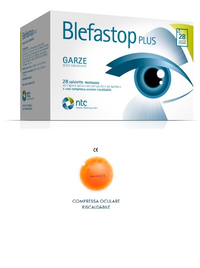 BLEFASTOP PLUS GARZA IN COTONE PIEGATA CON FILO DI BARIO 28 SALVIETTE MONOUSO + 1 COMPRESSA OCULARE RISCALDABILE - Luckyfarma.it