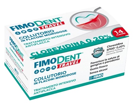 FIMODENT TRAVEL COLLUTORIO CLOREXIDINA SPDD 0,20% 14 FLACONCINI MONODOSE 10 ML - Luckyfarma.it