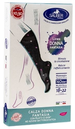 SAUBER CALZA DONNA FANTASIA FILATO Q-SKIN 140 DEN NERO POIS BIANCO ROSA CICLAMINO TAGLIA M PROMO - Luckyfarma.it