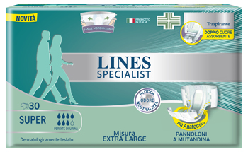PANNOLONE MUTANDA LINES SPECIALIST EXTRALARGE SUPER 30 PEZZI - Luckyfarma.it