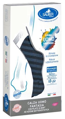 SAUBER CALZA UOMO FANTASIA Q-SKIN 140 DEN BLU RIGA LARGA DENIM TAGLIA M - Luckyfarma.it