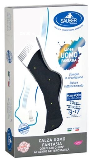 SAUBER CALZA UOMO FANTASIA Q-SKIN 70 DEN BLU POIS GIALLI TAGLIA M - Luckyfarma.it