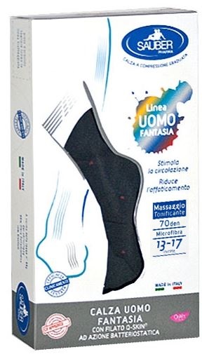SAUBER CALZA UOMO FANTASIA Q-SKIN 70 DEN BLU POIS ROSSI TAGLIA G - Luckyfarma.it