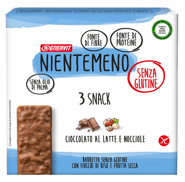 NIENTEMENO BAR CIOCCOLATO AL LATTE NOCCIOLE 3 X 33 G - Luckyfarma.it