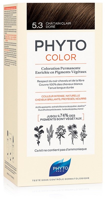 PHYTOCOLOR 5,3 CASTANO CHIARO DORATO LATTE + CREMA + MASCHERA + PAIO DI GUANTI - Luckyfarma.it