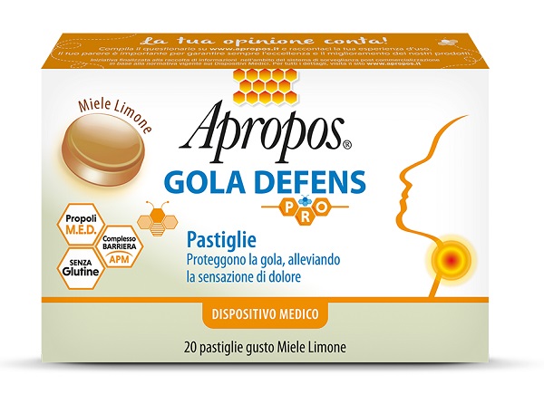 APROPOS GOLA DEFENS PRO 20 PASTIGLIE MIELE LIMONE - Luckyfarma.it