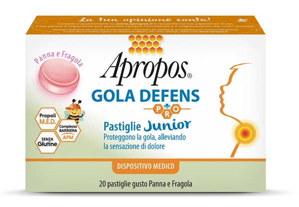 APROPOS GOLA DEFENS PRO 20 PASTIGLIE JUNIOR PANNA FRAGOLA - Luckyfarma.it
