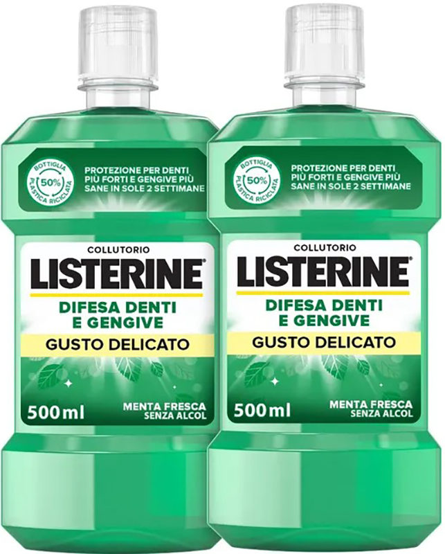LISTERINE DENTI & GENGIVE GUSTO DELICATO 2 X 500 ML - Luckyfarma.it