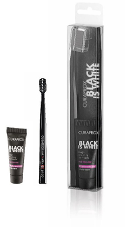 CURAPROX BLACK IS WHITE DENTIFRICI SBIANCANTI 1 DENTIFRICIO DA 10ML + 1 SPAZZOLINO - Luckyfarma.it