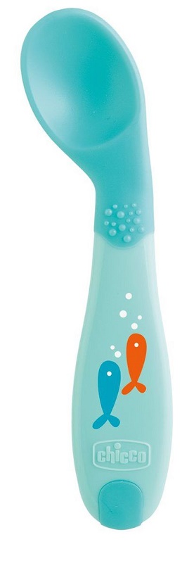 CHICCO CUCCHIAIO ANGOLATO 8M+ AZZURRO - Luckyfarma.it