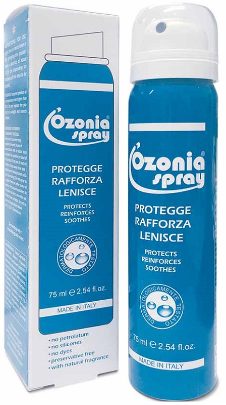 OZONIA SPRAY A BASE DI OLIO OZONIZZATO PER CUTE E MUCOSE ARROSSATE INFIAMMATE DISTROFICHE SENSIBILI 75 ML - Luckyfarma.it