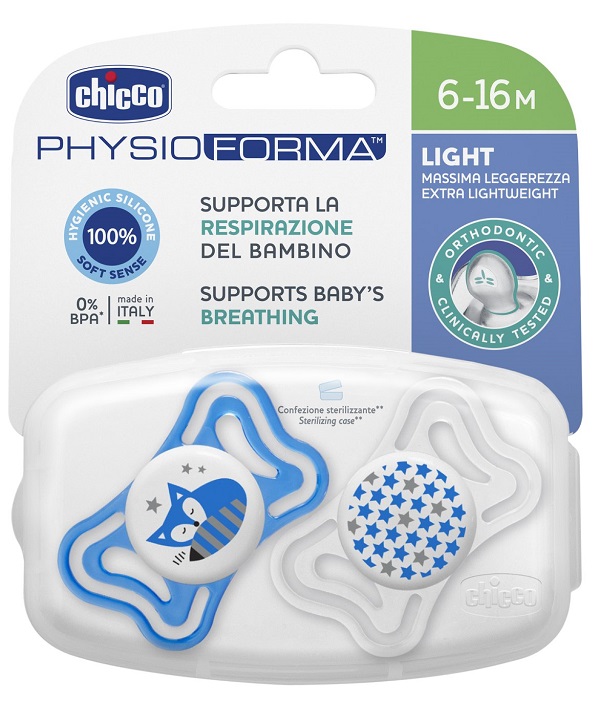 CHICCO SUCCHIETTO LIGHT BOY SILICONE 6-16 MESI 2 PEZZI - Luckyfarma.it