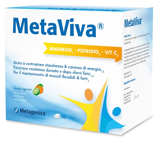 METAVIVA MAGNESIO POTASSIO VITAMINA C 20 BUSTINE - Luckyfarma.it