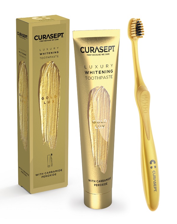 CURASEPT GOLD LUXURY WHITENING DENTIFRICIO 75 ML + SPAZZOLINO - Luckyfarma.it
