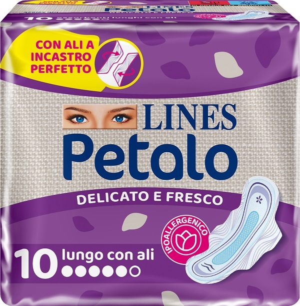 LINES PETALO BLU ASSORBENTE LUNGO CON ALI 10 PEZZI - Luckyfarma.it