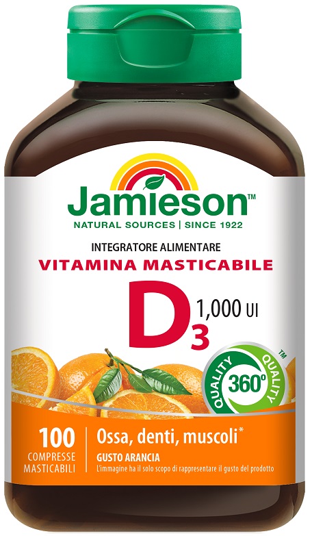 JAMIESON VITAMINA D MASTICABILE ARANCIA 100 COMPRESSE - Luckyfarma.it