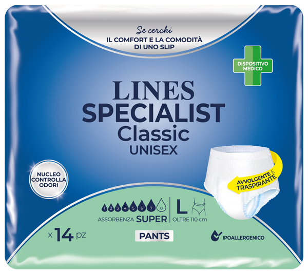 PANNOLONE A MUTANDA LINES SPECIALIST CLASSIC PANTS SUPER L 14 PEZZI - Luckyfarma.it
