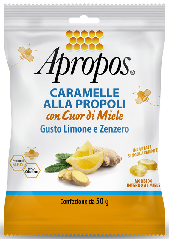 APROPOS CARAMELLE DURE LIMONE/ZENZERO CUOR DI MIELE 50 G - Luckyfarma.it