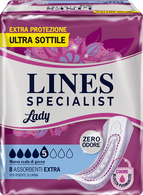 ASSORBENTI PER INCONTINENZA LINES SPECIALIST LADY 8 EXTRA 8 PEZZI - Luckyfarma.it