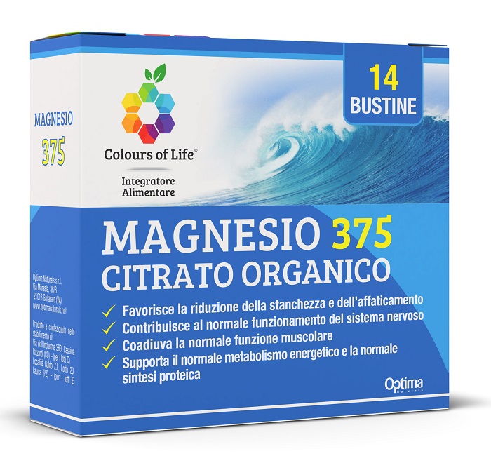 MAGNESIO 375 CITRATO ORGANICO 14 BUSTINE DA 4 G COLOURS OF LIFE - Luckyfarma.it
