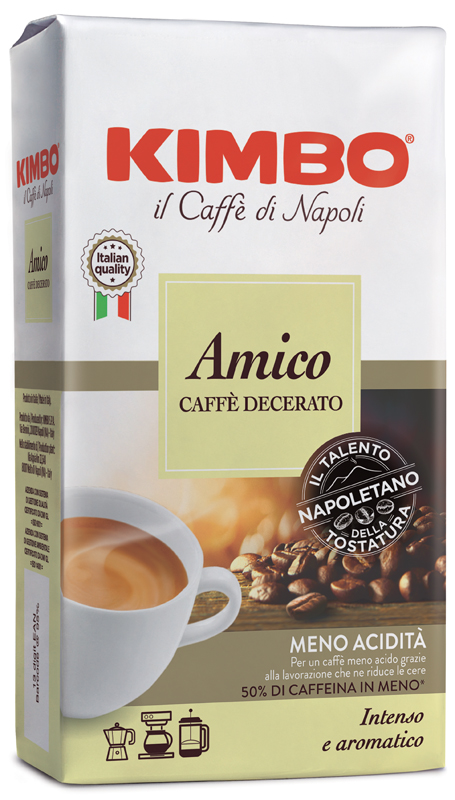 KIMBO AMICO CAFFE' TORREFATTO DECERATO E MACERATO 225 G - Luckyfarma.it