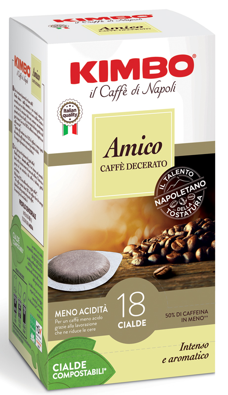 KIMBO AMICO CAFFE' TORREFATTO E DECERATO 18 CIALDE 7 G - Luckyfarma.it